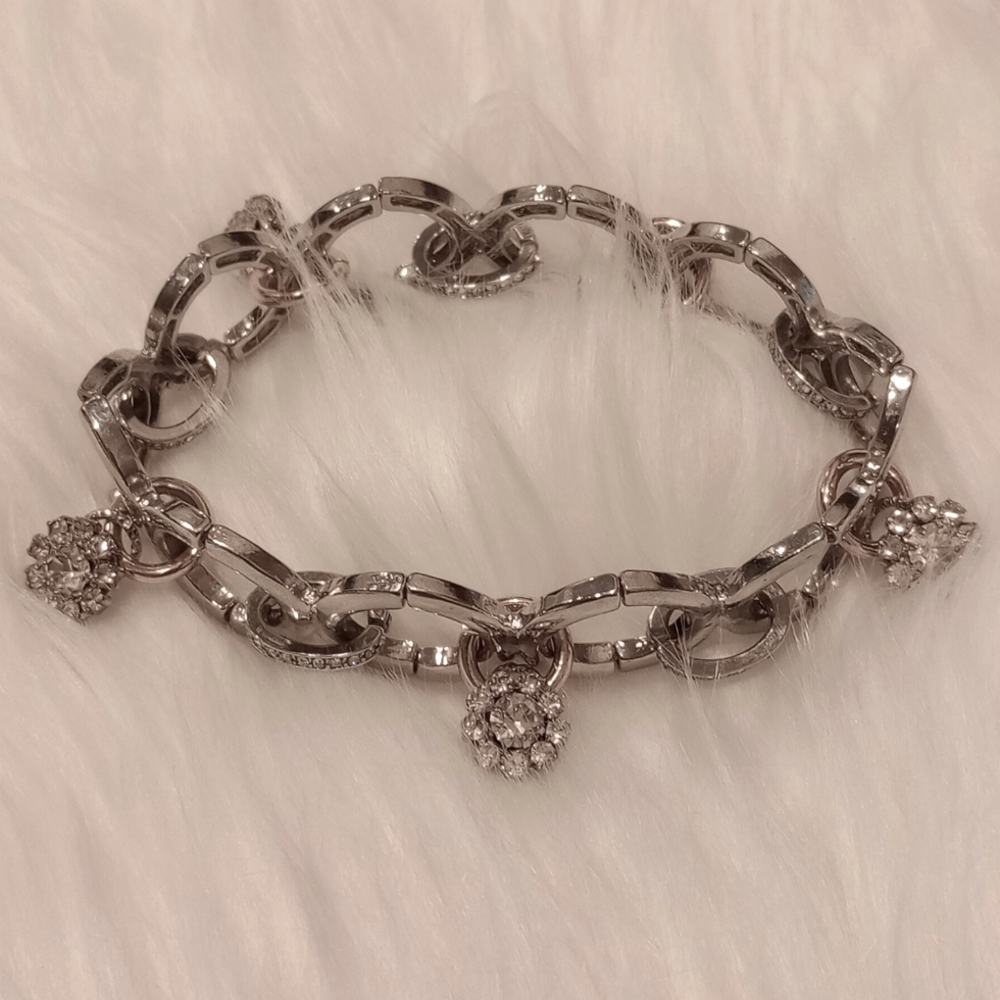 Silver and gold Crystal elastic bracelet